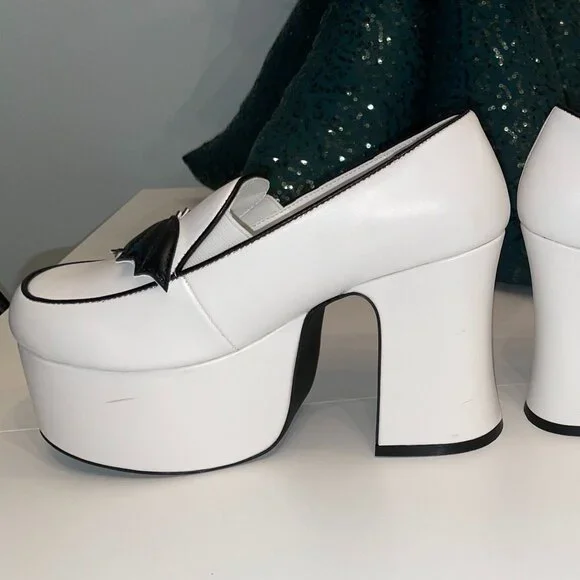 Strange Cvlt Banshee Platform Loafers in Bat White, Size 6 - Picture 6 of 10